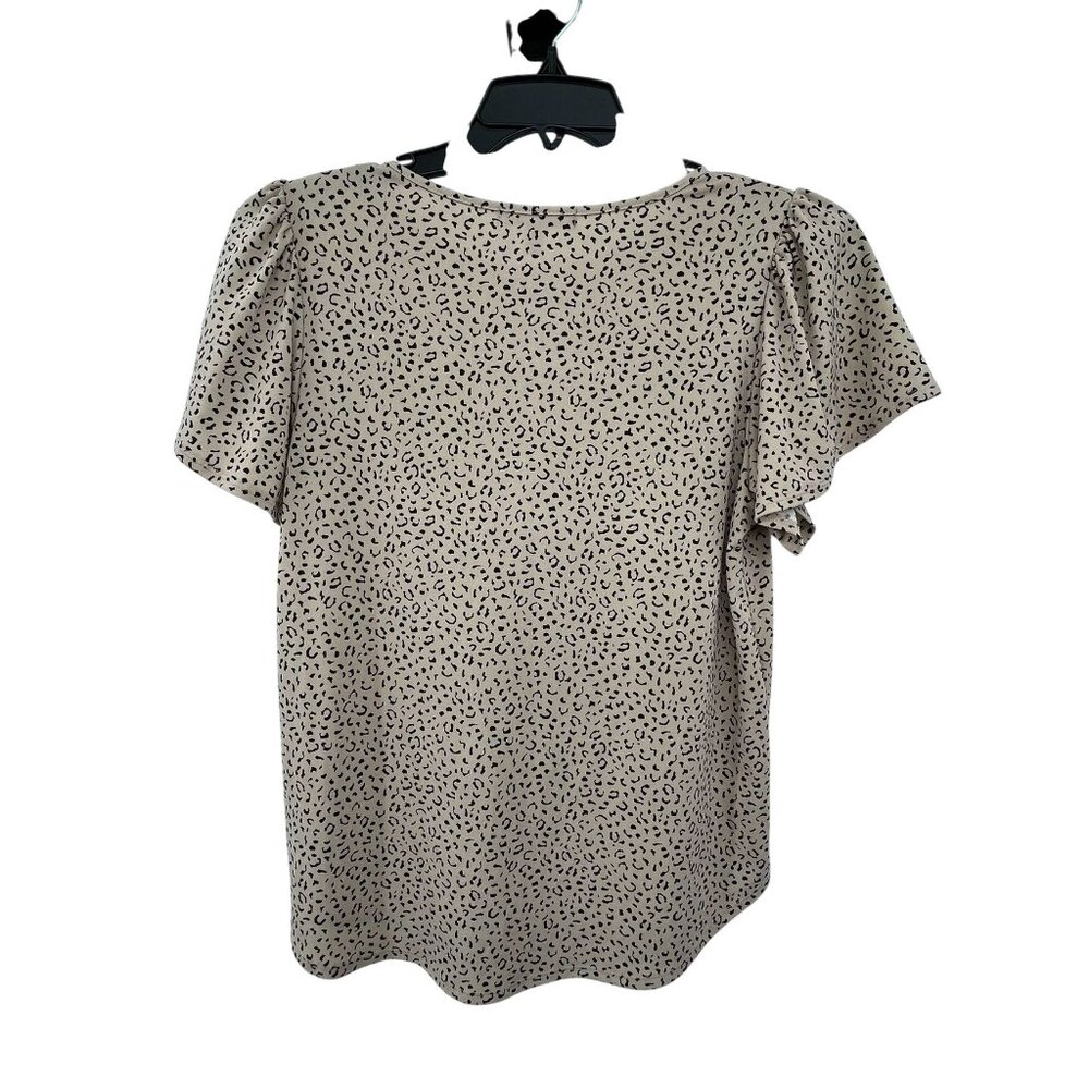 Banana Republic Womens S Tan Black Flutter Sleeve Blouse Used - Picture 2 of 9